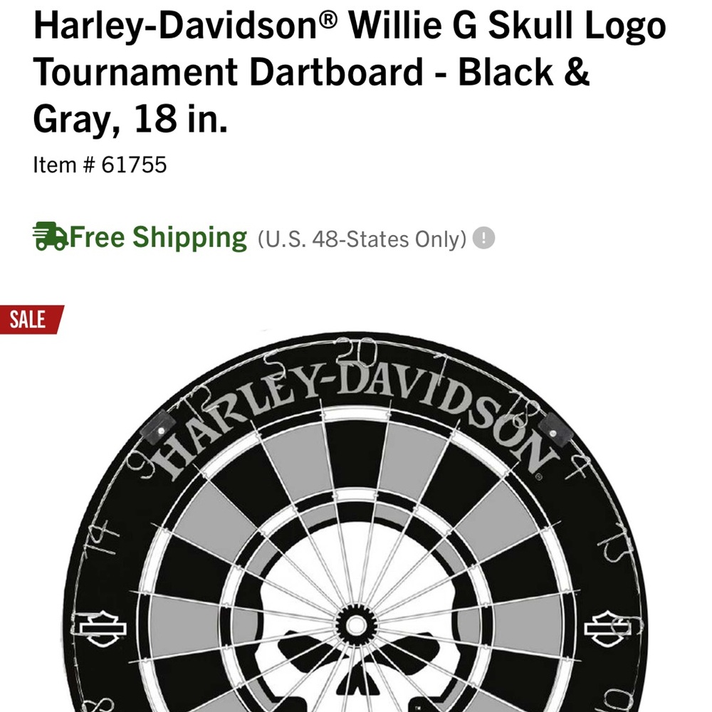 Harley-Davidson Black and Gray Skull Dartboard